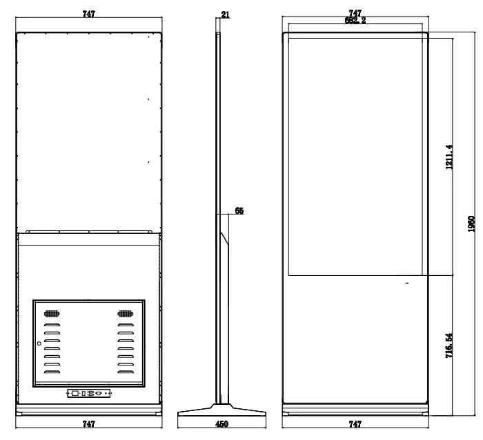 Freestanding digital signage 32 to 65 inch